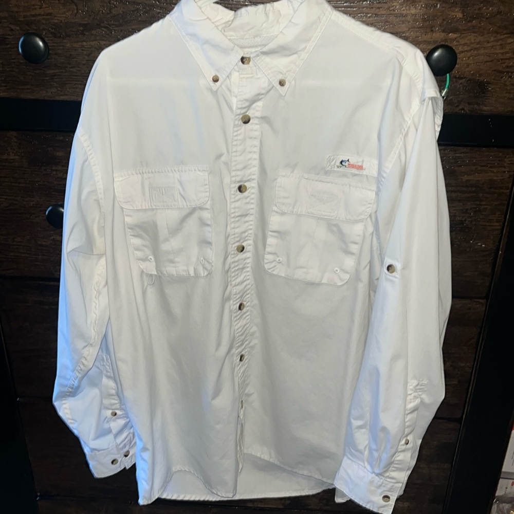 World Wide Sportsman Size L White Log Sleeve Shirt